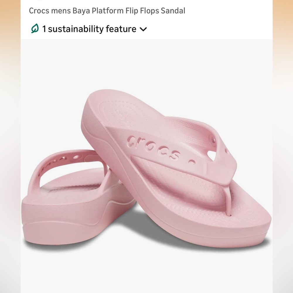 CROCS Women's Pink Platform Flip Sandals